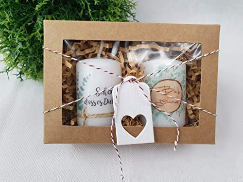 2 St. Kerzen - kleines Mitbringsel Schön, dass es Dich gibt & Bleib gsund in Geschenkbox
