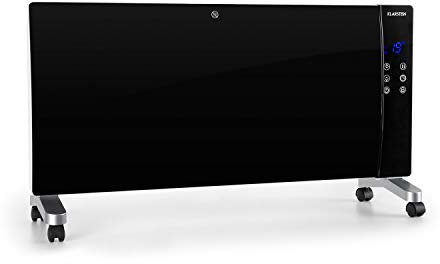 KLARSTEIN Lindholm - Radiateur convecteur, Affichage LED, Panneau tactile, Télécommande, Minuterie, 1000 ou 2000W, Thermostat 16-40° C, Sécurité enfants, Protection anti surchauffe - Noir
