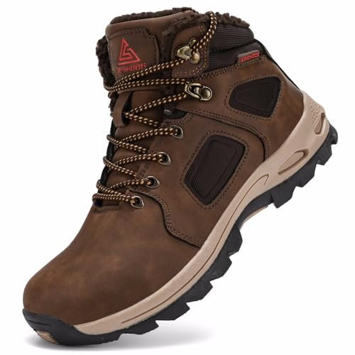 Stivali Invernali Uomo Caldo Scarpe da Neve Impermeabile Antiscivolo Sneakers da Trekking Marrone 43 EU