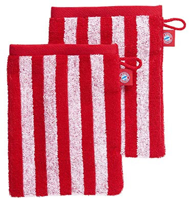 FC Bayern München | Waschhandschuh 2er-Set| Rot/Weiß