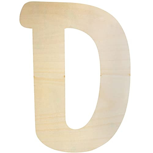 Unfinished Wooden Letter D, 12 inch 5mm Thick Capital Alphabet for Crafts | Nursery decor wall art, children name sign, home DIY project, sanded smooth wood, easy to hang and paint, blank surface