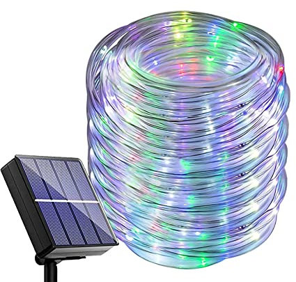 DINOWIN Solar Lichterkette Aussen Wetterfest 30 M 300 LED Wasserdicht Lichterschlauch Außen Lichterkette 8 Modes LED Schlauch Außen für Balkon Party Weihnachten (Mehrfarbig)