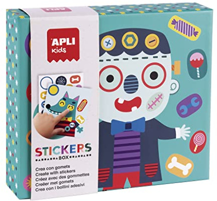 APLI Kids 19139 - Gummi-Set in verschiedenen Formen, in Karton, Modell Monster, Aufkleber-Set zur Vervollständigung der Illustrationen