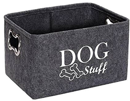 POPETPOP Hundespielzeug Aufbewahrungsbox, Filz Hunde Spielzeugkiste mit Griffen Rechteckige Hund Spielzeug Körbe Haustierzubehör Aufbewahrung für Haustierdecken Hundespielzeug