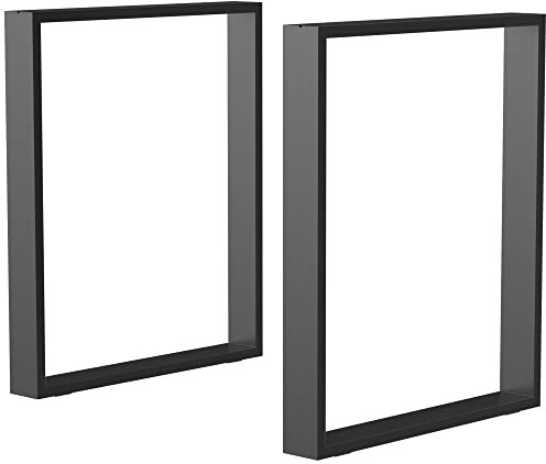 HOMCOM Lot de 2 Pieds rectangulaires Hauteur 72 cm en Acier pour Table Pieds de Meuble pour Table à Manger Montage DIY avec Embouts de Protection Noir