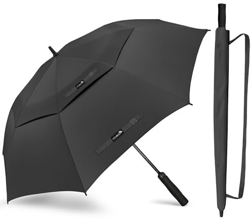 ZOMAKE 72 Pulgadas Paraguas Golf Extra Grande, XXXL Gigante Antiviento Apertura Automatica Paraguas de Golf,Grandes Umbrella con Doble Capa Para Hombre Mujer Familiar(Negro)
