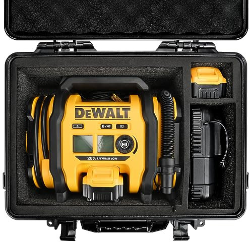 LOTOCASE Air Compressor Hard Case Compatible with DEWALT 20V MAX Tire Inflator DCC020IB, Air Pump Storage Carrying Bag for DEWALT DCC020IB Tools, with Pocket for Battery Pack and Charging Kit -Black