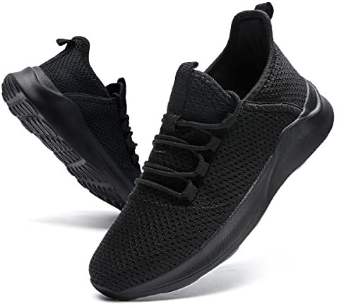 CAIQDM Damen Turnschuhe Sneaker Schuhe Damen Sportschuhe Laufschuhe Tennisschuhe Outdoor Running Damen Walkingschuhe Straßenlaufschuhe Atmungsaktiv rutschfest Leichtgewichts Schwarz 38