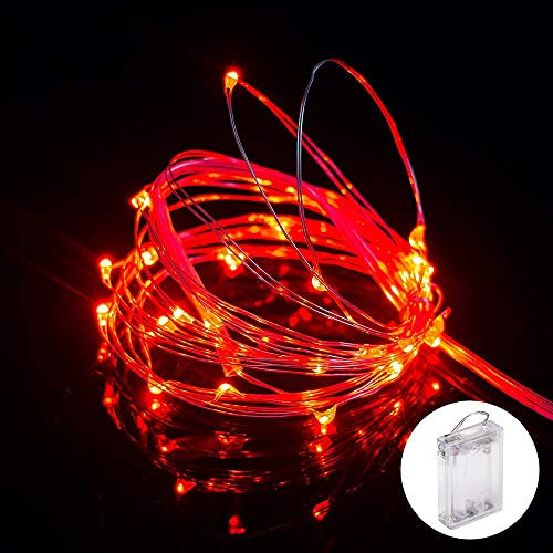 SONGNASS Guirlandes lumineuses à LED, 5M 50 LED, Rouge, Guirlande en Cuivre,Decoration pour Chambre Noël Mariage Fête Anniversaire Jardin