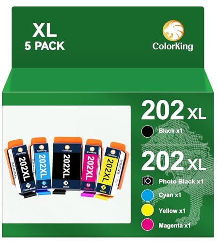 ColorKing 202XL 202 XL Kompatible für Epson 202XL Druckerpatronen für Epson XP 6000 druckerpatronen für Epson Expression Premium XP-6100 XP-6000 XP-6105 XP-6005 XP6000 XP6100 XP6105 XP6001 (5 Packung)