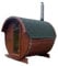 Tonneau Sauna d'extérieur en kit chaudière au bois COMPRISE, épicéa naturel, 2 à 4 personnes 2,20m x diam 1,96m / hauteur 2,15m shingle vert