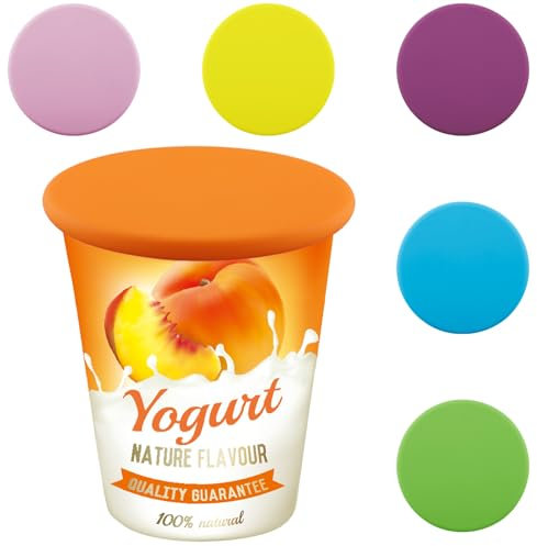 Pot pour Yaourtière,Lot de 6 Couvercles Yaourt la Laitiere Réutilisables en Silicone pour Yaourt 500 G 9.5 CM