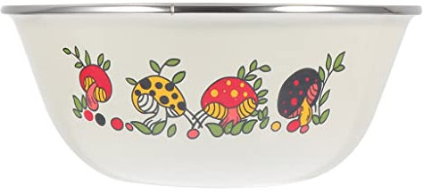 2Pcs Old-Fashioned Enamel Bowl, Bento Box with Lid, Fruit Salad Mixing Bowl, Nostalgic Instant Noodle Bowl Bowl Set/Beige/16.00 * 16.00 * 7.00Cm