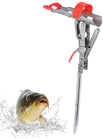 Angelrutenhalter für den Boden, Rutenhalter für das Uferangeln - Federbelasteter automatischer Bodenstangenhalter,Smart Fish Catcher, klappbarer Rutenständer mit Einstellbarer Empfindlichkeit