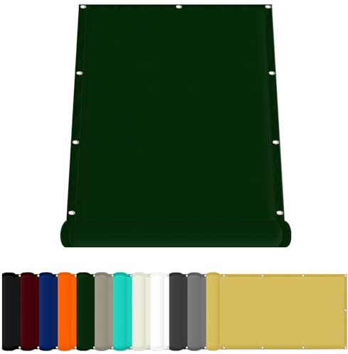 Rechteck Sonnenschutz Garten Balkon 150 x 300 cm Wasserdicht Quadratisch Balkon Sichtschutz Uv-Schutz-Polyestergewebe mit Seil Beschattungsnetz für Pool Schwimmbad Und Gewächshaus, Dunkelgrün