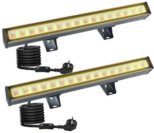 CREATESTAR LED Strahler Außen 48W 2 Stück, 3000K Warmweiß IP66 Wasserdicht | Aluminiumgehäuse,180° Einstellbare Halterung, 4800LM LED Wallwasher Licht für Landschaft Hof Garten Innenhöfe