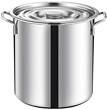 Suppentopf Edelstahl-Suppentopf mit Deckel, Gemüsetopf, schnelle Wärmeleitung, für alle Herde geeignet, 10 Größen (Farbe: Silber, Größe: 25 cm x 25 cm (10 l))