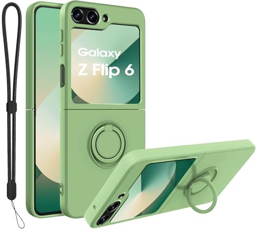2Buyshop Cover per Samsung Galaxy Z Flip 6 Cover con Supporto Anello Morbido Silicone Liquido Protezione Antiurto AntiGraffio Protettiva Custodia per Samsung Galaxy Z Flip 6 5G Cover