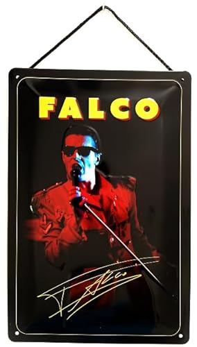 Blechschild mit Kordel 30 x 20 cm Österreichischer Musiker Falco im Red Jacket - Blechemma