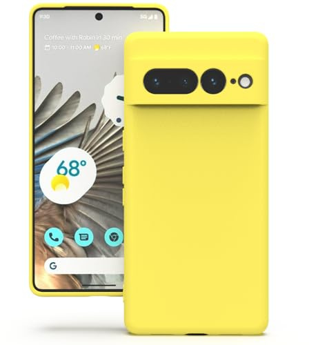 YATWIN Cover per Google Pixel 7 Pro, Custodia in Silicone Morbido con Tagli di Precisione per Fotocamera, Design Ultra Sottile, Protezione 360° con Bordi Rialzati, Giallo
