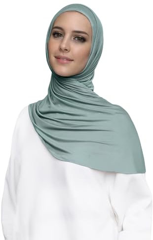 Lina & Lily Damen Instant Hijab Kopftuch Ready-To-Wear Modal Jersey (Pudergrün)