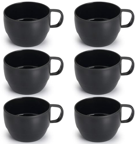 ReaNea Tazzine Caffe Set di 6, tazze da caffè 350ml, tazzine da caffè di plastica leggere e resistenti per la casa, all'aperto, picnic, campeggio, regalo di compleanno