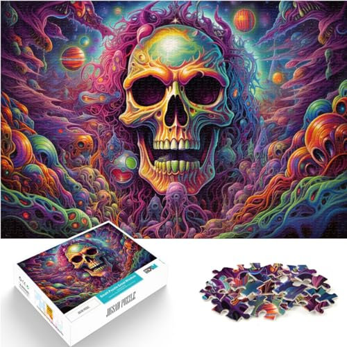 Puzzles Psychedelic Skeleton World 1000-Teile-Puzzle Holzpuzzle Jedes Teil ist einzigartig - Anspruchsvolles, unterhaltsames Familienspiel 1000 Teile (50 x 75 cm)