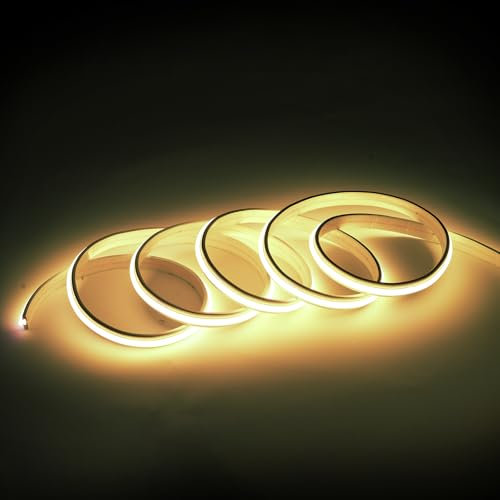 pcning Tira LED COB AC 220V Adhesiva sin Transformador, 3 Metros Lamparas LED Flexible Con Enchufe corte 10cm Blanco Calido 3000K (Blanco Cálido, 3M)