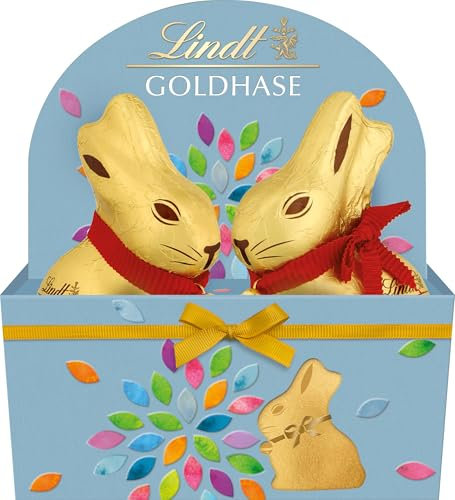 Lindt Schokolade GOLDHASEN Nest | 198 g Tasche | 50 g Premium GOLDHASE Vollmilch-Schokolade zu Ostern | Osterschokolade | Schokoladengeschenk