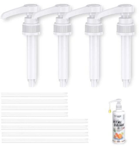 ShnminEU Pack of 4 Dosing Pump Compatible with Best B0dy Nutrition Vital Drink with 8 Hoses for Replacement Syrup Pump 500 ml/1000 ml Bottles Pump Dispenser Attachment