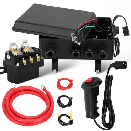 12V 500A Winch Solenoid Relay, Winch Solenoid Relay Contactor Box with Hand Corded and 4pcs Pre-Wires, 12v 500a Winch Solenoid Contactor Relay for 8000lb-17000lb ATV UTV Truck Jeep Winches