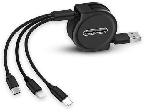 YOURKAY 3 in 1 Einziehbares Ladekabel, Mehrfach USB Kabel USB C auf iP/Micro USB/Typ C Kabel Port,Einziehbares Ladekabel und Datenkabel für iP-Hone,G-alaxy,H-uawei