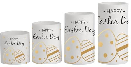 Baoblaze 4X LED Osterkerzen LED Stumpenkerzen Geschenk Zuhause Draußen Herbst Flammenlose Kerzen mit Fernbedienung für Schlafzimmer Wohnzimmer Urlaub, 3in 4 in 5in 6in