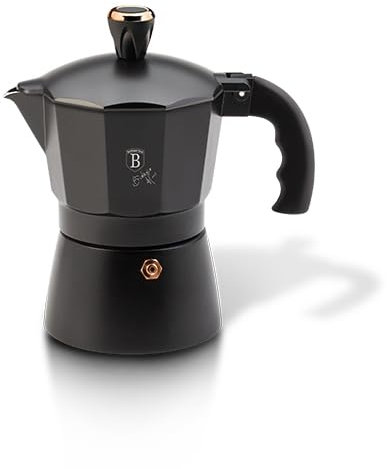 Berlinger Haus Espressokanne | 3 Tassen Black Rose Collection | Aluminiumgehäuse | Geeignet für Gas-, Elektro- und Glaskeramikherd | Schnelle Kaffeezubereitung