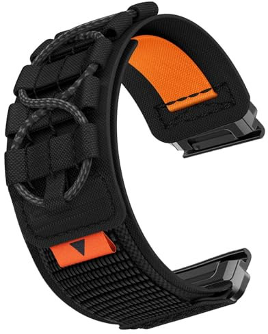 YOOSIDE Cinturino in nylon ultra leggero per Garmin Fenix 8 51 mm/ epix Pro 51 mm/ Instinct 2X / Fenix 7X , con passanti tattici militari per Fenix 6X / Enduro, Quick Fit 26, Nylon, Nessuna pietra