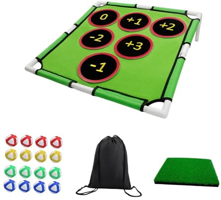 QSTDGVPW Golf Chipping Spiele, Golf Cornhole Spiel, Golf Übungsspiele für Den Garten, Inklusive 16 Klebrigen Golfbällen, für Die Golfausrüstung zu Hause