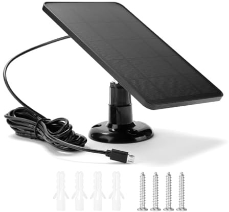 DEWIN Solarpanel für Überwachungskamera Aussen, 7 W 5 V Solar Panel mit 360° Verstellbare Halterung für Outdoor Überwachungskamera, USB Anschluss