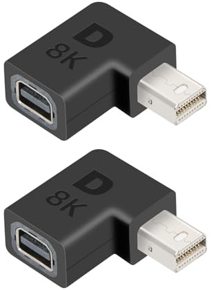 YANBORONSN Adaptador Mini DisplayPort en Ángulo de 90 Grados 8K, Mini DP Macho a Mini DP Hembra 1.4 en Forma de L Extensión Convertidor, Compatible con 8K@60Hz y 4K@144Hz(Paquete de 2)