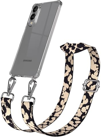EAZY CASE Handykette - Verstellbares Taschenband kompatibel mit Galaxy S25 Edge, Schulterriemen, Handykordel mit Silikon Hülle, Umhängetasche, Taupe Camouflage Silber
