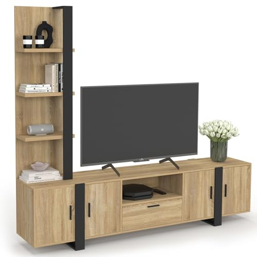 IDMarket - Ensemble Meuble TV avec étagères et Placard 200 cm Phoenix