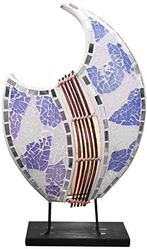 Deko-Leuchte Lucy, Wand-Lampe aus Glas-Mosaik-Steinen und Capisscheiben, ovale Form, ca. 35 cm
