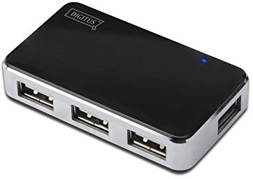 DIGITUS USB-Hub - 4 Ports - High-Speed USB 2.0 - 480 MBit/s - Plug&Play - Anschluss-Kabel 66 cm - Schwarz