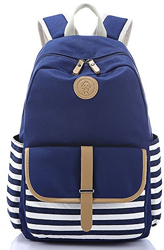 SymbolLife Thickened Canvas Laptop Bag/Shoulder Daypack/School Backpack/Causal Handbag with One Free Pen Bag, Dark BluE