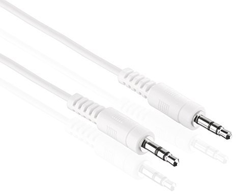 HDSupply AC011-050 Câble de connexion audio stéréo3,5 mm mâle à 3,5 mm mâle, design ultra mince, 5,00 m, blanc