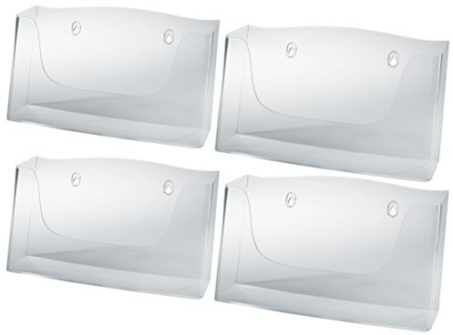 SIGEL LH118/4 Wand-Prospekthalter für DIN A4 quer, aus Acryl, transparent, 4er Pack