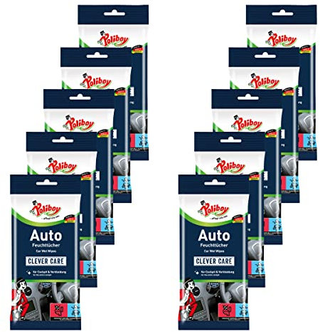 Poliboy - Alles für die Autoreinigung - Auto Feuchttücher - perfekt für die gründliche Reinigung des Innenraums - 10er Pack - 10x20 Stück - Made in Germany
