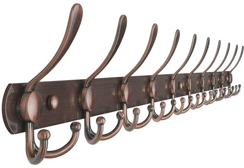 Dseap Garderobenleiste mit 10 haken, schwerlast 96cm Lang garderobenhaken, edelstahl wandgarderobe, kleiderhaken wand, hakenleiste garderobe für mantel hut handtuch handtasche, antikes kupfer