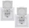 ChiliTec Presa IP44 con coperchio pieghevole Delphi con telaio da 230 V, 2 prese da incasso per ambienti umidi e esterni, colore bianco