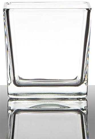 INNA-Glas Teelichtglas Kim, Würfel - Viereckig, klar, 10x10x10cm - Windlicht - Teelichthalter