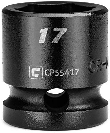 Capri Tools 17 mm Stubby Impact Socket, 1/2 in. Drive, 6-Point, Metric, CP55417